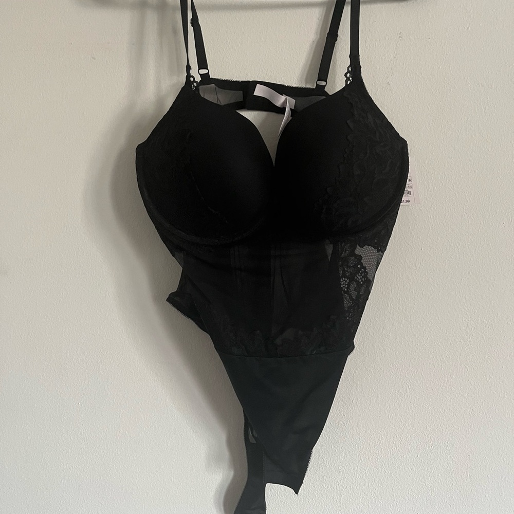 Auden Black Lace Bra Bodysuit